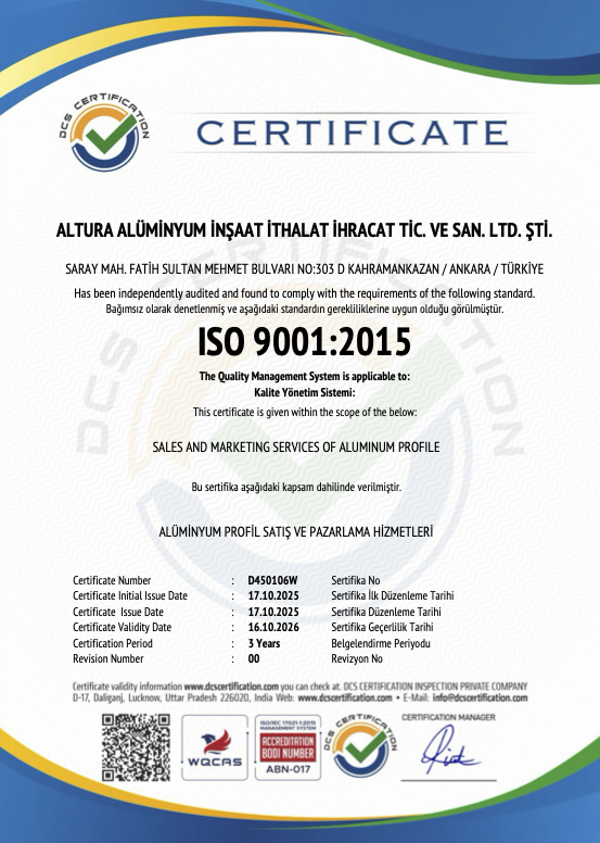 ALTURA ISO 9001 Certification
